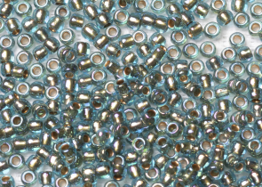 Бисер Япония круглый 11/0 10 г 0995 морская вода радужный, золотая линия внутри