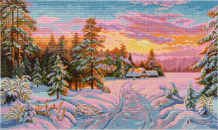 Кристальная ( алмазная) мозаика  " ФРЕЯ" ALVR- 229 " Домик на опушке" 50 х 30 см