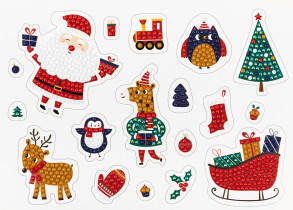 Кристальная ( алмазная) мозаика  " ФРЕЯ" ALVN- 135 наклейки " Новогодние" 19. 5 х 14 см