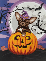 Кристальная ( алмазная) мозаика  " ФРЕЯ" ALBP- 324 постер " Чихуахуа в тыкве" 30 х 40 см