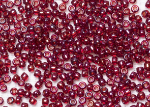 Бисер Япония круглый 11/0 10г 0332 малиновый, золотое сияние