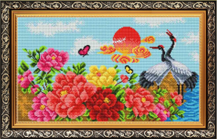 Рисунок на ткани для вышивки бисером  К-3100 Журавли: Верность и долголетие