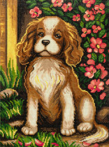 Кристальная ( алмазная) мозаика  " ФРЕЯ" ALPD- 018 на подрамнике " Щенок на солнце" 30 х 40 см