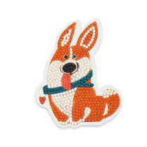 Кристальная ( алмазная) мозаика  " ФРЕЯ" ALVM- 073 магнит " Корги- озорник" 8 х 10 см