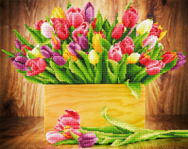 Кристальная ( алмазная) мозаика  " ФРЕЯ" ALV- 80 " Тюльпаны" 50 х 40 см