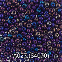 Бисер Чехия " GAMMA" круглый 1 10/ 0 2. 3 мм 5 г 1- й сорт A027 синий/ меланж ( 34070 ) 