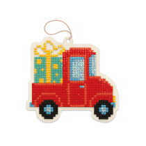 Кристальная ( алмазная) мозаика  " ФРЕЯ" ALVP- 017 подвеска " Машинка с подарком" 8. 5 х 8 см