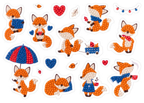 Кристальная ( алмазная) мозаика  " ФРЕЯ" ALVN- 125 наклейки " Лисята" 19. 5 х 14 см