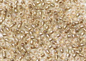 Бисер Япония круглый 11/0 10 г 0998 светлый нарцисс радужный, золотая линия внутри