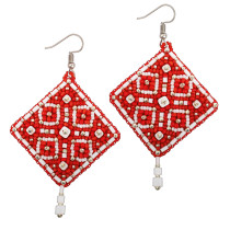 " Klart" набор для вышивания 10- 507 " Серьги квадратные. Красный орнамент" 