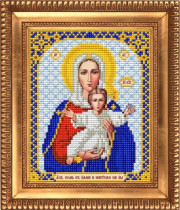Рисунок на ткани для вышивки бисером И-5019 Богородица Леушинская. Аз есмь с вами и никтоже на вы 13,5х17см