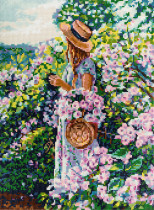 Кристальная ( алмазная) мозаика  " ФРЕЯ" ALPD- 049 на подрамнике " В цветущем саду" 30 х 40 см