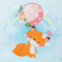 Кристальная ( алмазная) мозаика  " ФРЕЯ" ALBP- 303 постер " Лисичка на шаре" 20 х 20 см