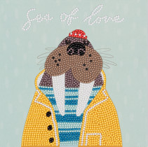 Кристальная ( алмазная) мозаика  " ФРЕЯ" ALBP- 305 постер " Морж" 20 х 20 см