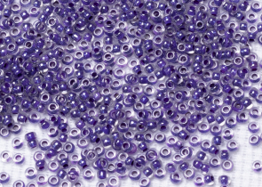 Бисер Чехия круглый круглый 10/0 50г 38828 прозрачный, сиреневая линия внутри