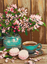 Кристальная ( алмазная) мозаика  " ФРЕЯ" ALPD- 053 на подрамнике " Чай с зефиром" 30 х 40 см