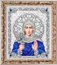 Рисунок на ткани для вышивки бисером ЖС-4009 Святая Ксения в жемчуге 21х25см