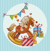 Кристальная ( алмазная) мозаика  " ФРЕЯ" ALVR- 187 " Мишка на лошадке" 31 х 31 см